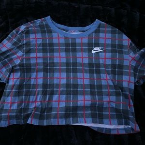 Nike NSW plaid logo crop top.